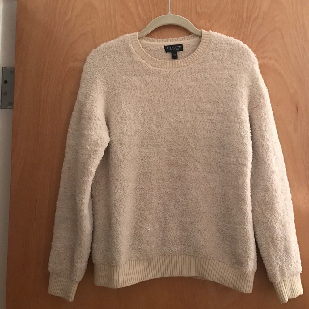 Topshop Cream Fuzzy Sweatshirt