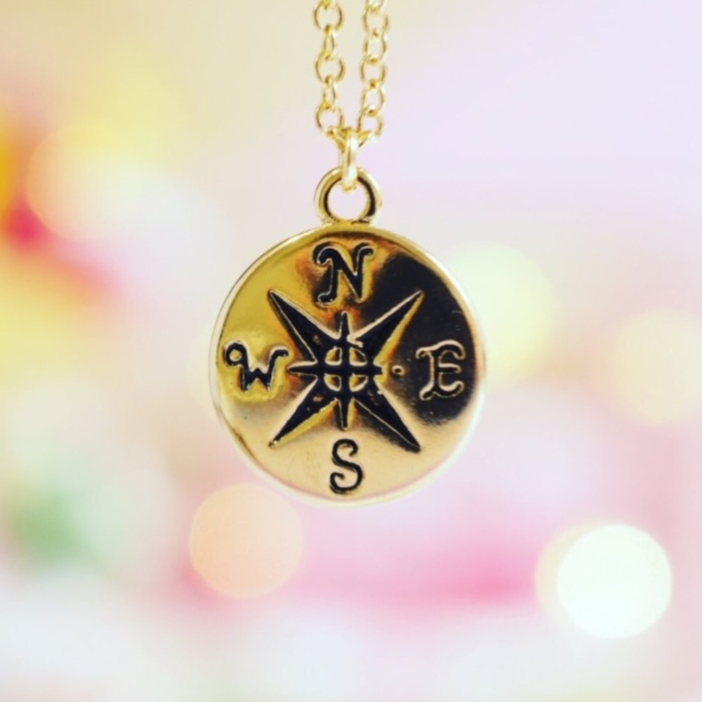 Gold Compass Necklace - Picture 1 of 2