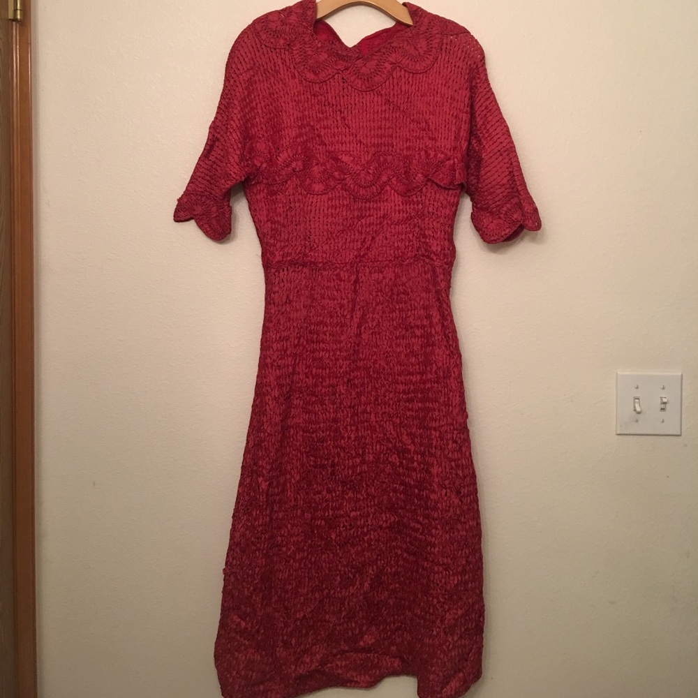 Vintage red ribbon dress