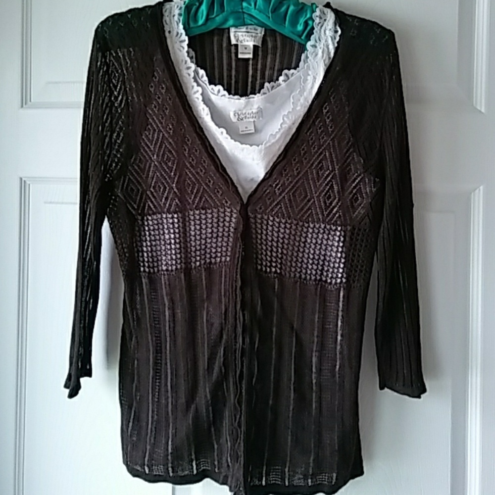 Christopher & Banks Hand Crochet w/ Lace Tank