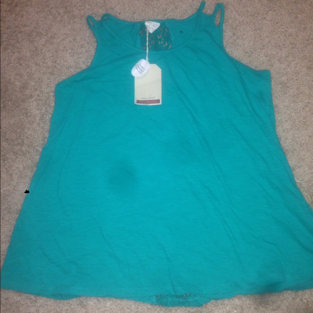 nwt teal zara tank top with partial open back
