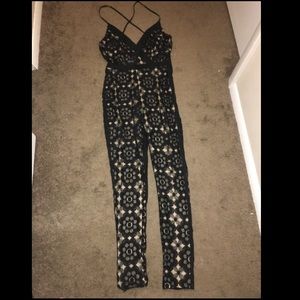 Black/Beige Floral Jumpsuit