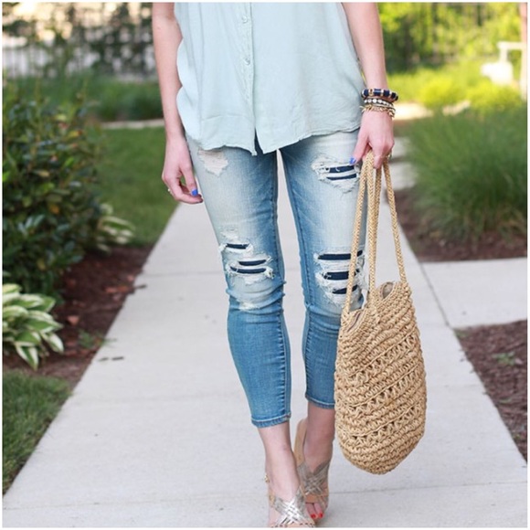 American Eagle Outfitters Denim - AEO Super Stretch Hi-Rise distressed jegging jeans