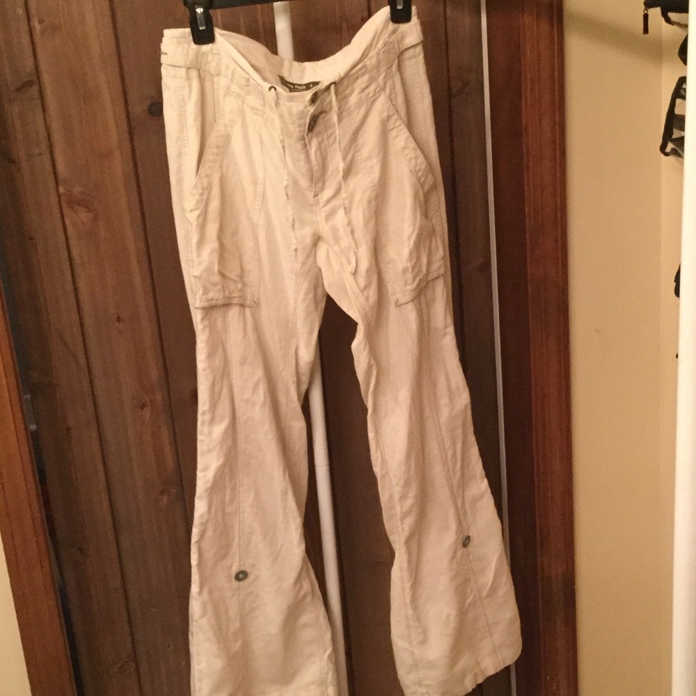 Free People cream linen pants/capris