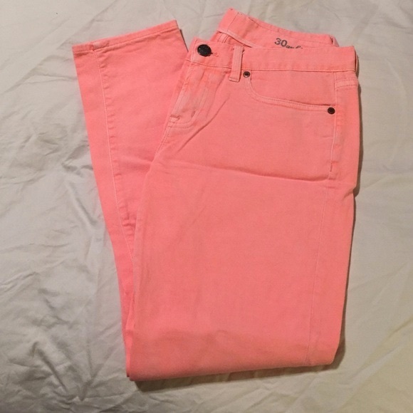 J. Crew Neon Coral Toothpick Jeans Sz 30 - Picture 3 of 5