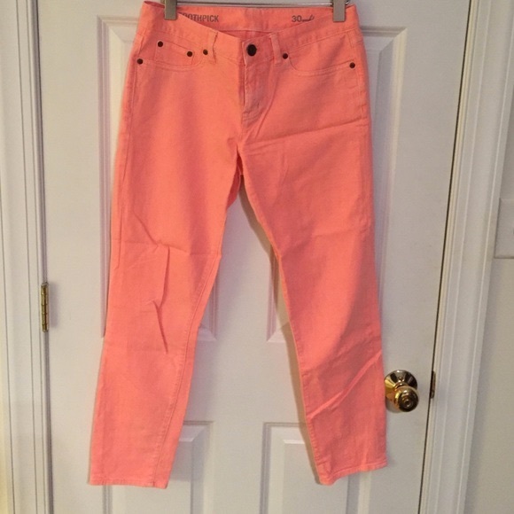 J. Crew Neon Coral Toothpick Jeans Sz 30 - Picture 4 of 5