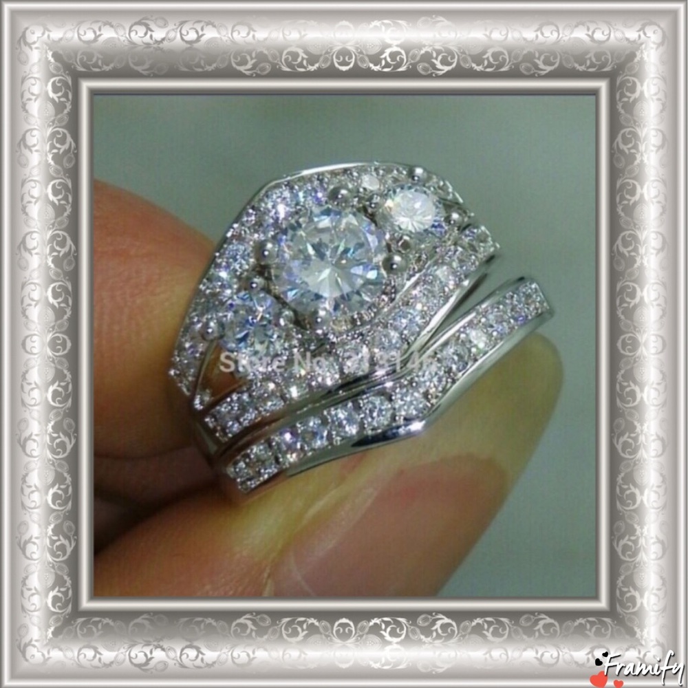 🎉HP🎉18K White Gold Filled Wedding Ring Set