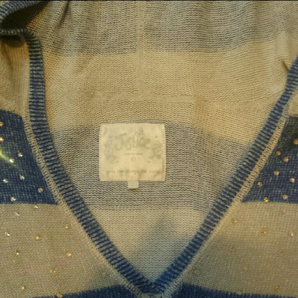 Justice // Blue & Grey Rhinestone Sweater - Picture 2 of 2