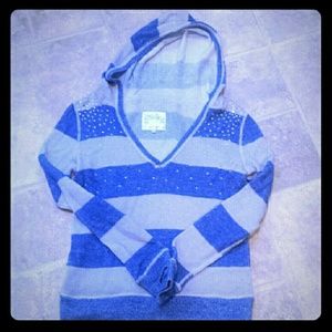 Justice // Blue & Grey Rhinestone Sweater