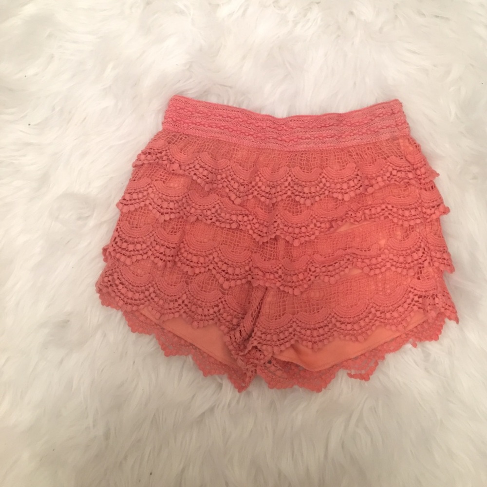 Cute coral crochet short size small fits size 2