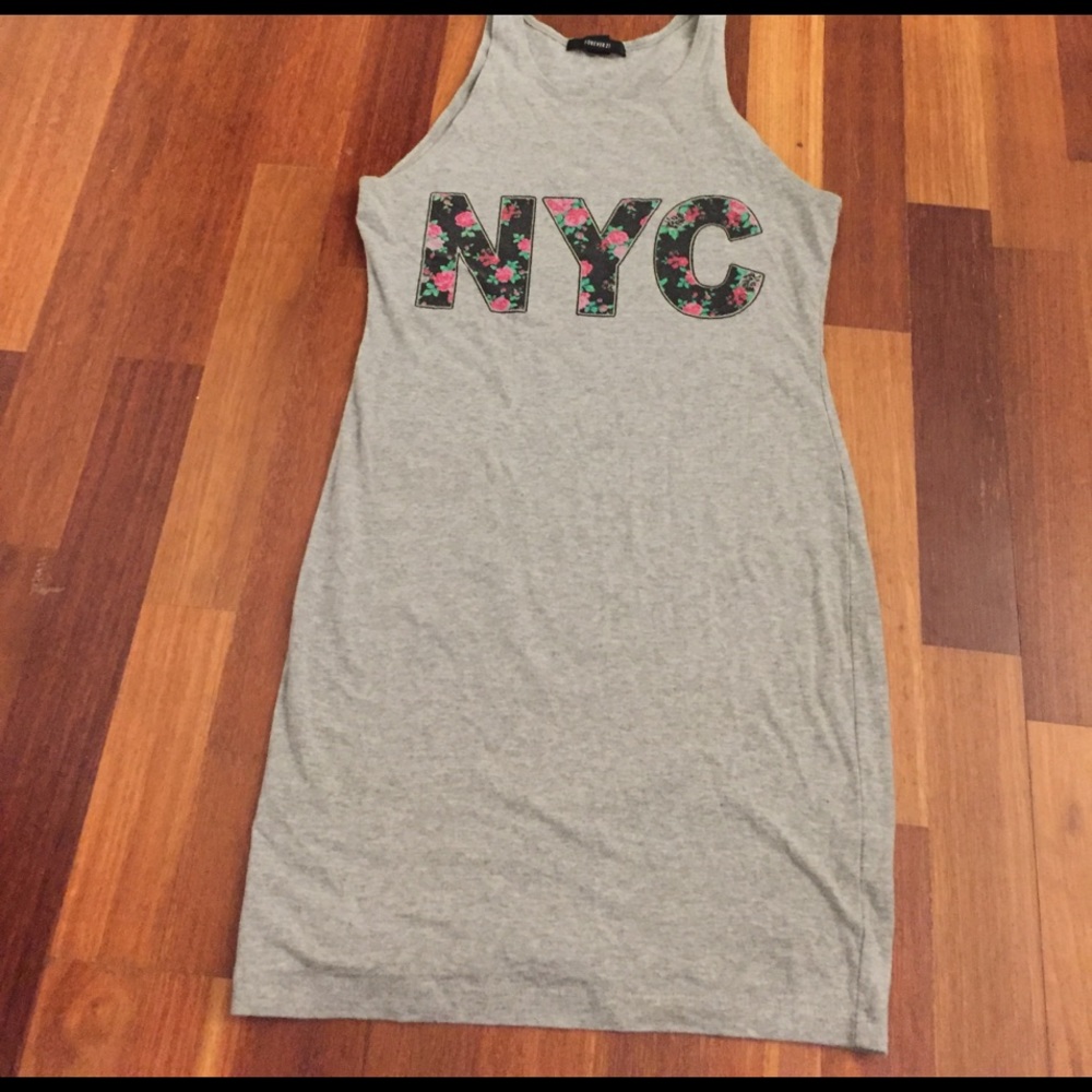 Tight mid length grey, graphic dress