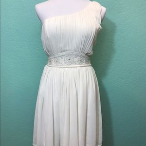 XXI One shoulder short pleated dress.