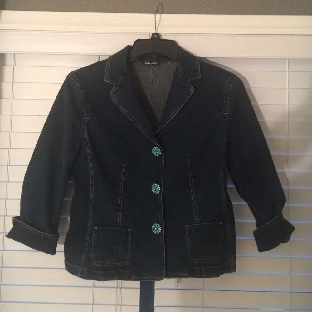 Tahari Blue Denim Jacket
