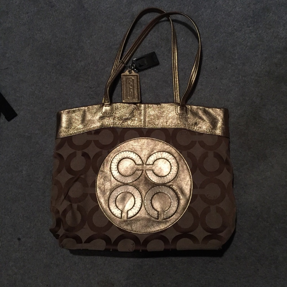 Authentic Gold Coach Bag