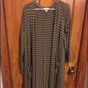 LuLaRoe Sarah cardigan gray yellow extra large NWT