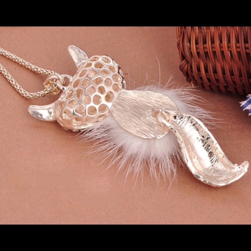 White Fox Rhinestone Long Necklace - Picture 3 of 3