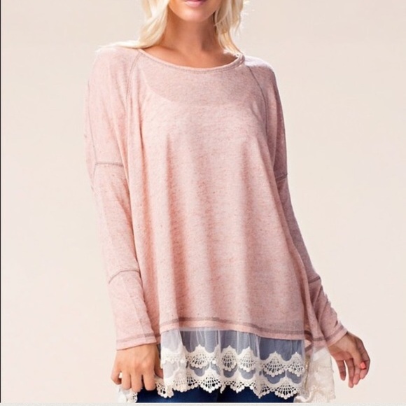 Blush Pink Tunic Top Embroidered Trim - Picture 4 of 7