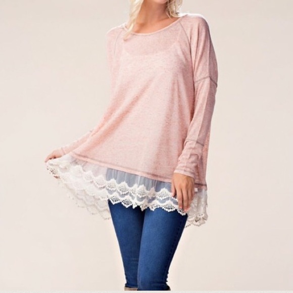Blush Pink Tunic Top Embroidered Trim - Picture 5 of 7