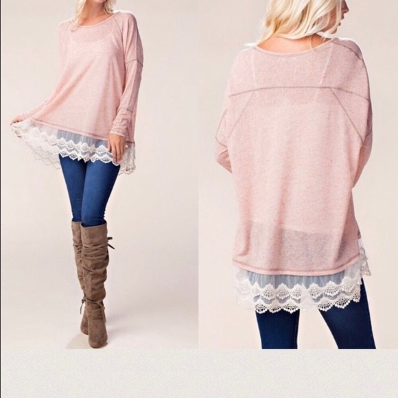 Blush Pink Tunic Top Embroidered Trim - Picture 2 of 7