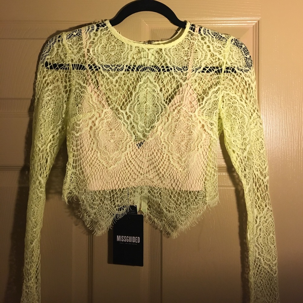 Misguided see 2 piece see through crop top