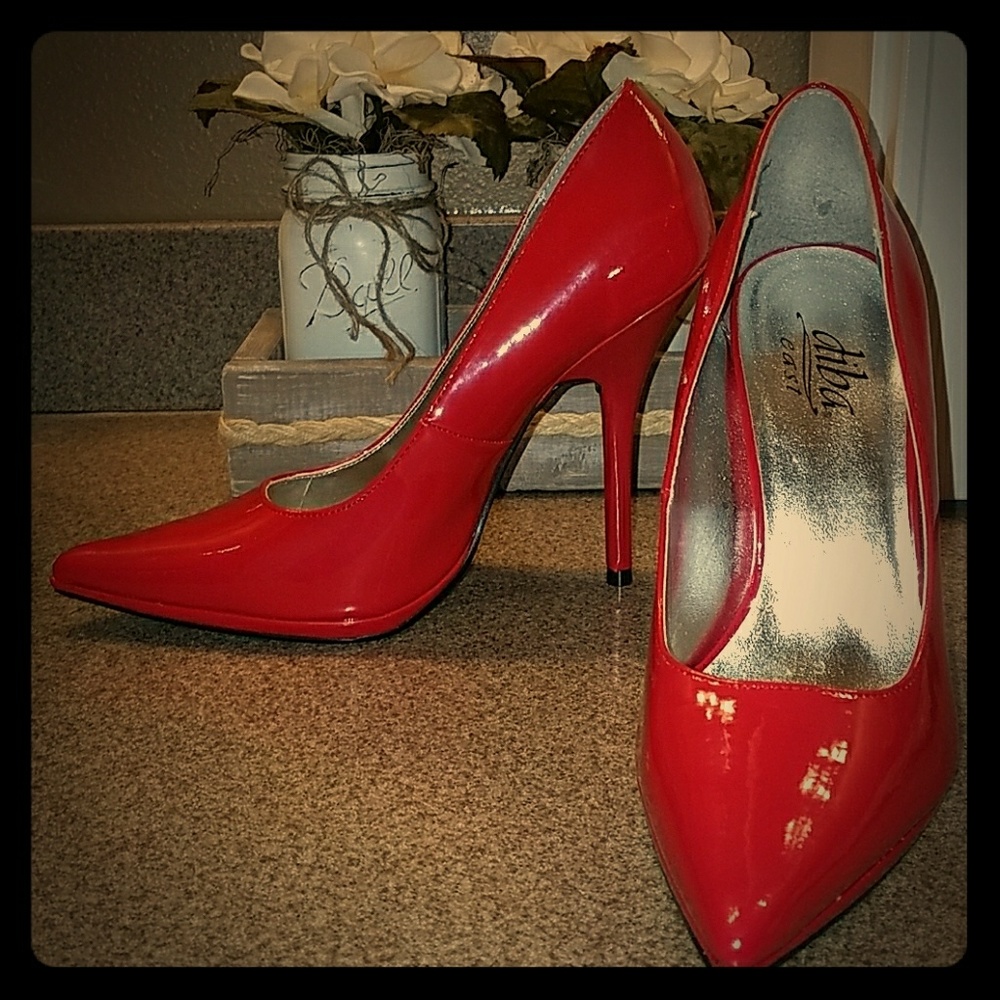 Diba East red patent leather pumps