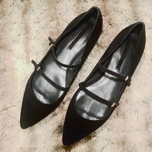Zara double-strap Mary Jane pointy-toe flats