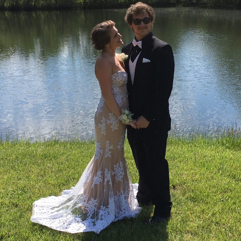 Nude Lace Prom Dress