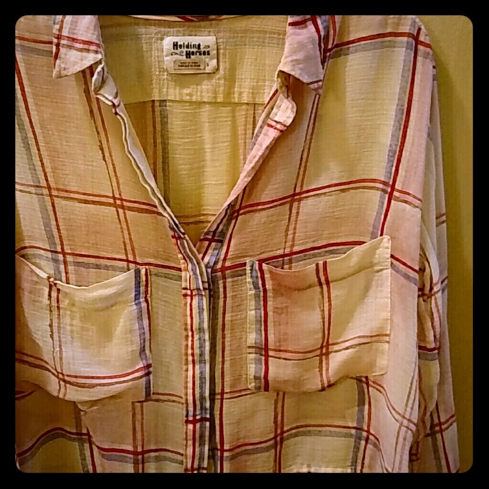 Anthropologie Holding Horses plaid blouse