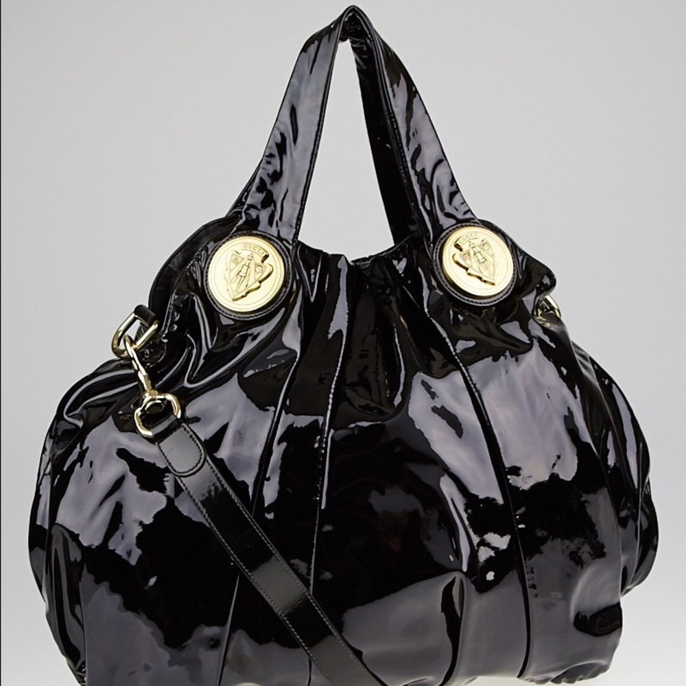 Gucci - Patent Leather Hysteria Handle Bag, Black