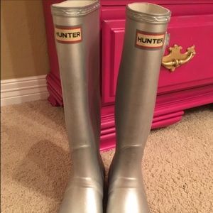 Silver hunter rain boots