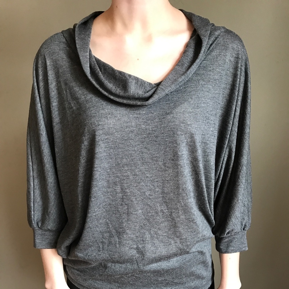 Gray New York & Company Swoop-neck Top