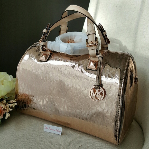 Michael Kors Handbags - Michael Kors MK Grayson rose satchel purse large