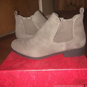 Charcoal gray ankle booties