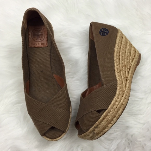 Tory Burch Shoes - 🍀TORY BURCH Brown Canvas Wedges
