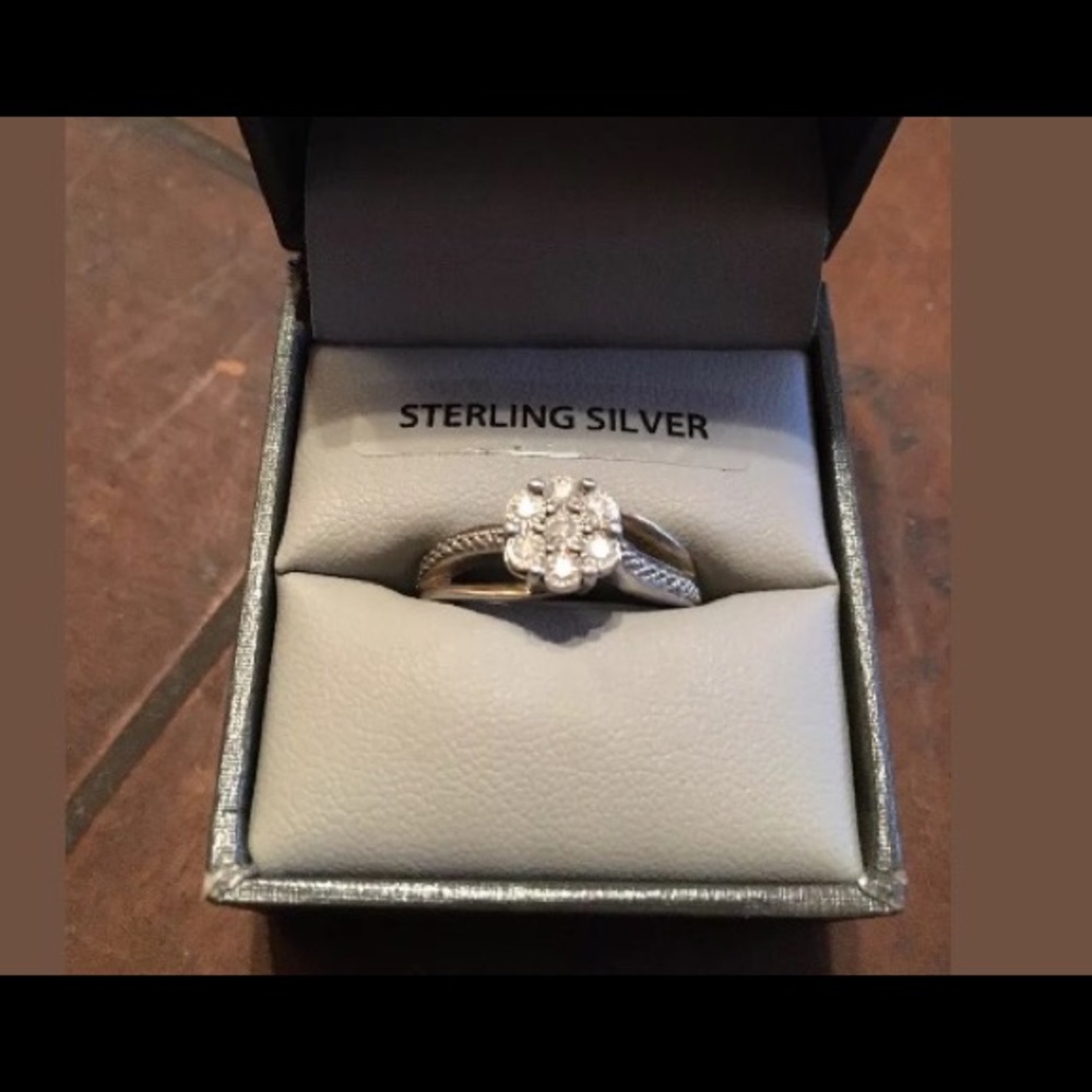 Sterling Silver Gold Coated Engagement Ring
