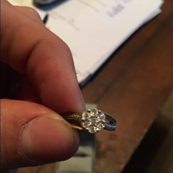 Sterling Silver Gold Coated Engagement Ring - Picture 2 of 2