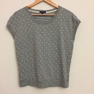 GAP Gray and White Polka Dot Lounge Top Small