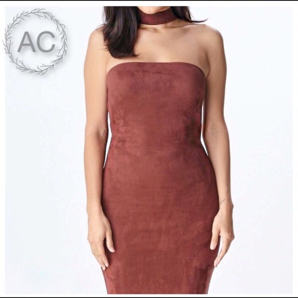 Suede Look Choker Dress