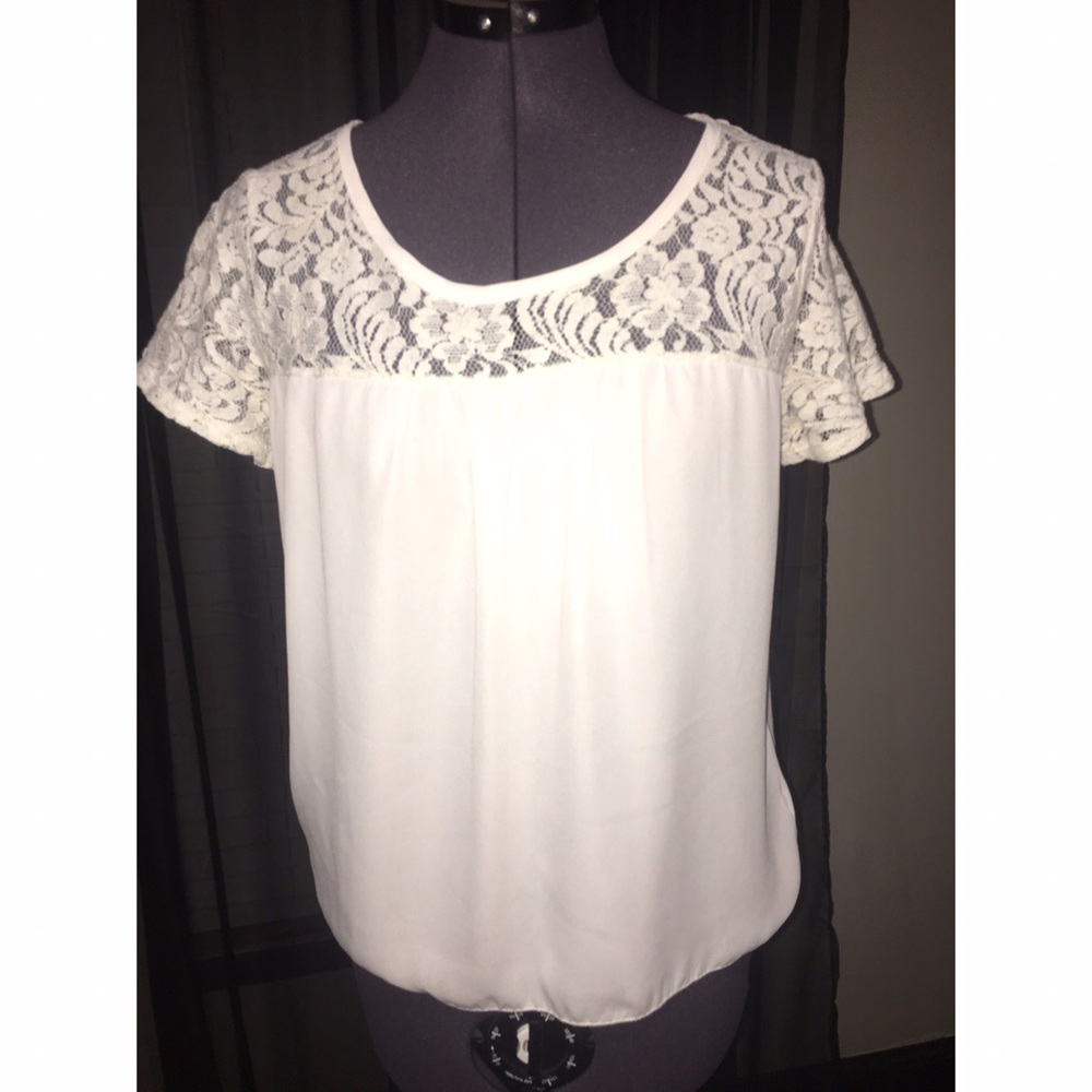 White loose Fitted Shirt with Lace Detailing