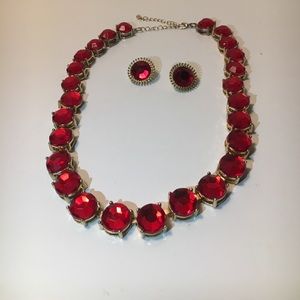 Red Necklace matching Earrings