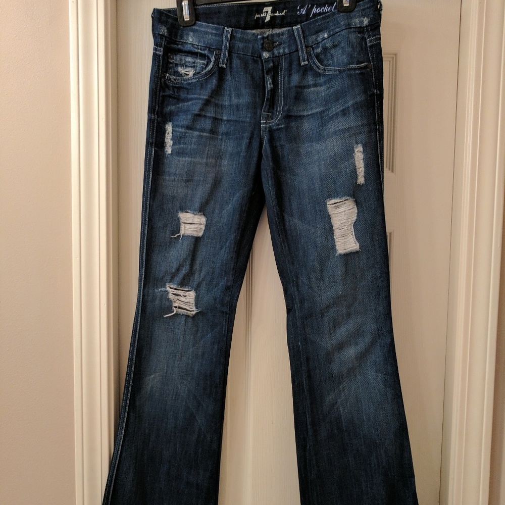 7 For All Mankind Dark Wash Distressed​ Bootcuts