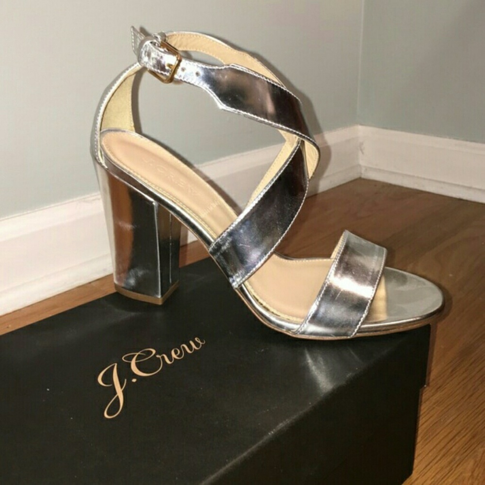 J.Crew silver heels