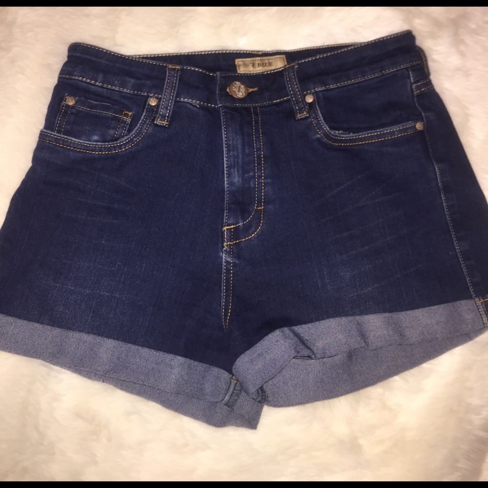 STS Blue High waisted, dark denim shorts