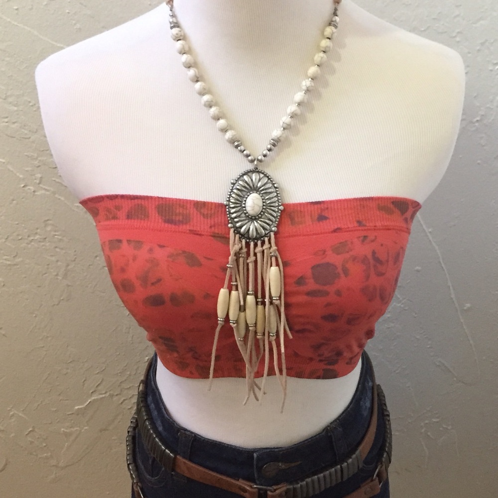 Bright Orange Cheetah Bandeau Top