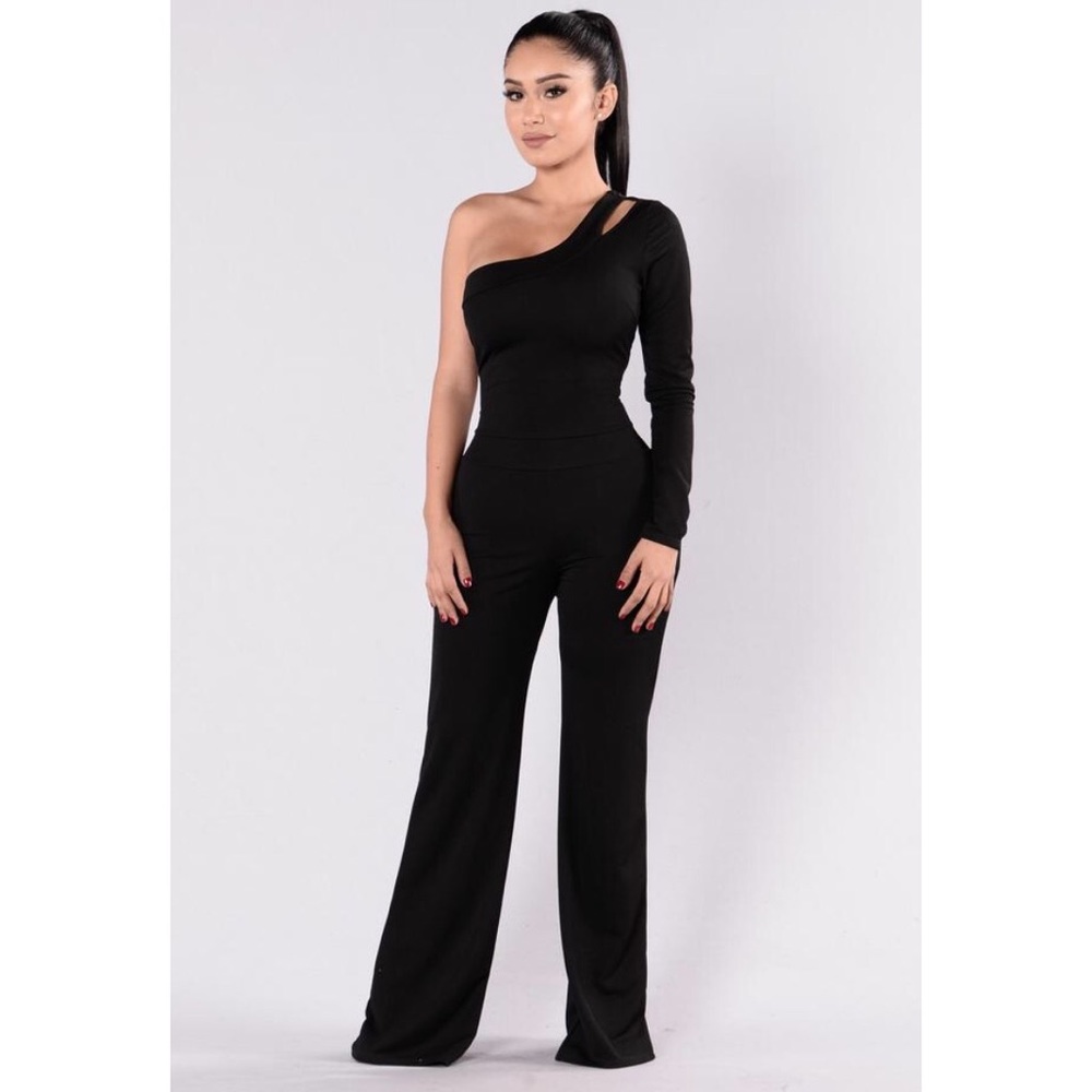 One Shoulder Black Jumpsuit