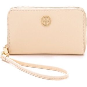 Tory Burch Robinson wallet cream