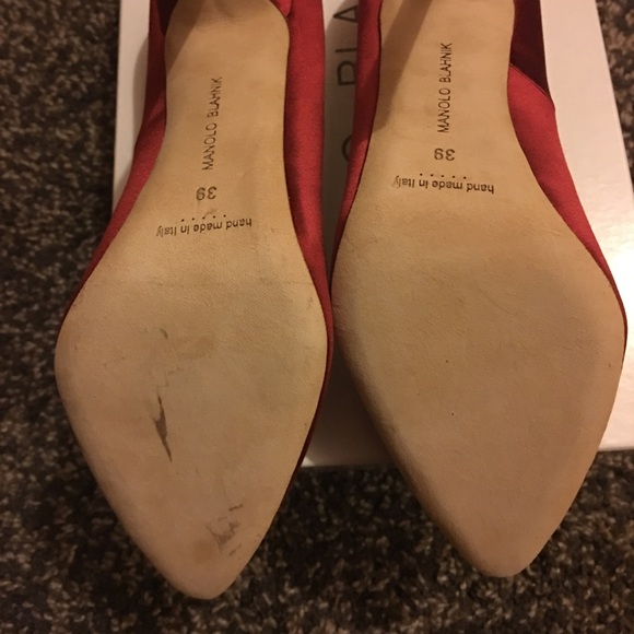 Manolo Blahnik Hangisi 115mm Satin Pumps, Red 39 - Picture 2 of 8