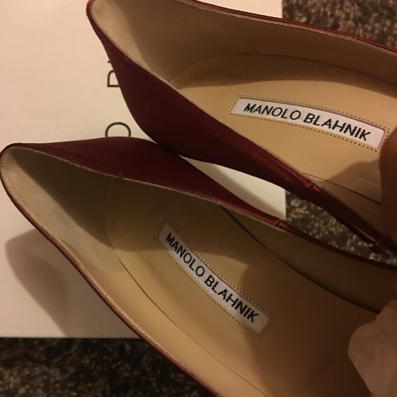 Manolo Blahnik Hangisi 115mm Satin Pumps, Red 39 - Picture 3 of 8