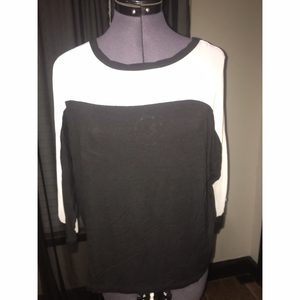 Flow-y shirt. Black and white. White is mesh