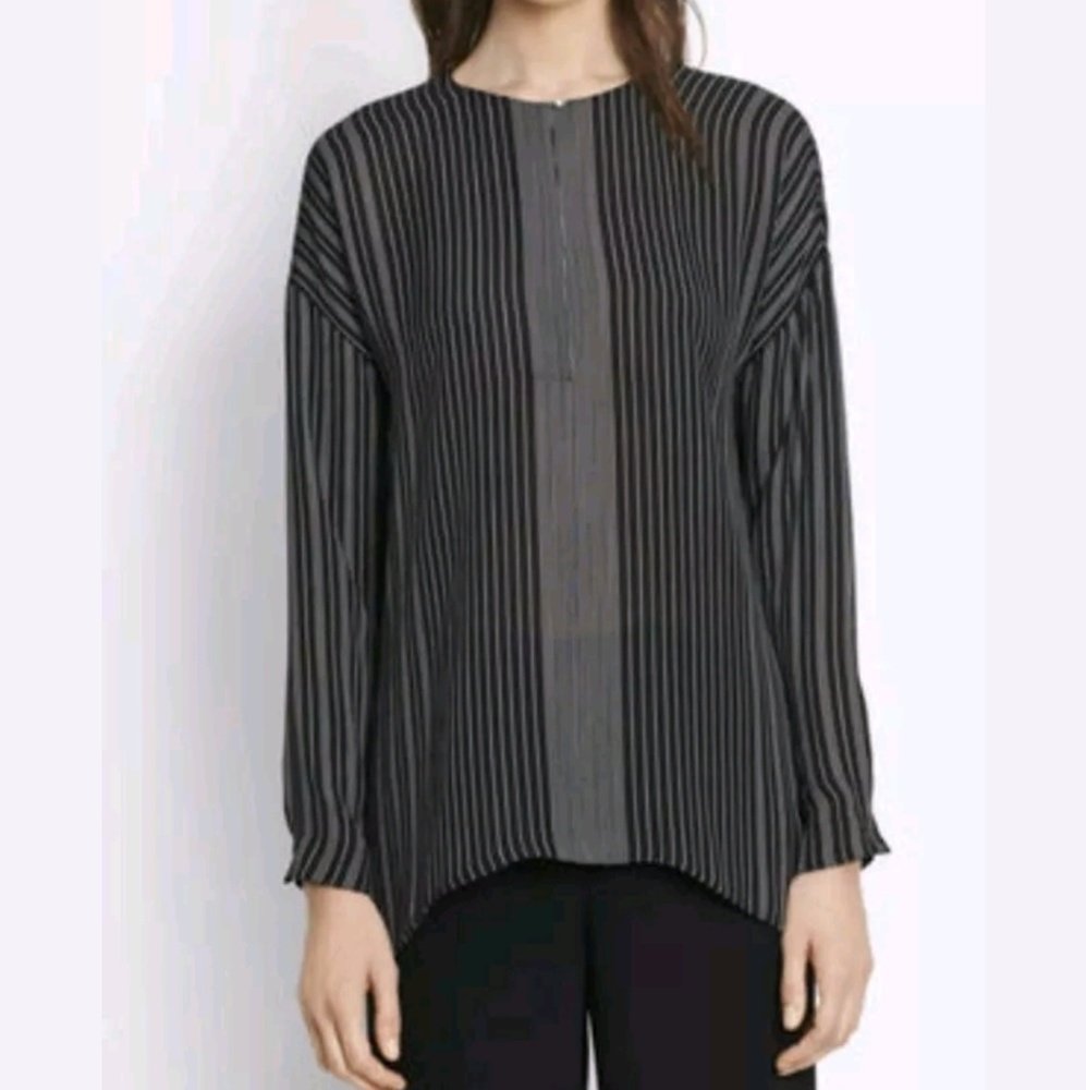 Vince striped covered placket blouse